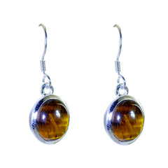 Abigail Brown Delicate Solitaire Dangle Earring Tiger Eye Brown Dangle