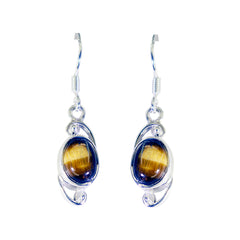 Addison Brown Delicate Solitaire Dangle Earring Tiger Eye Brown Dangle