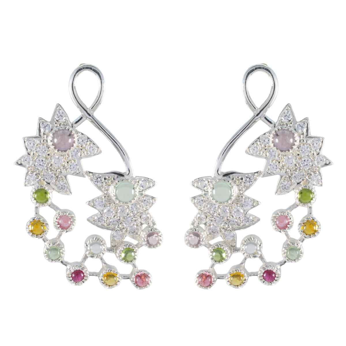 Meera multicolor Statement multiple Dangle Earring Tourmaline multicolor Dangle