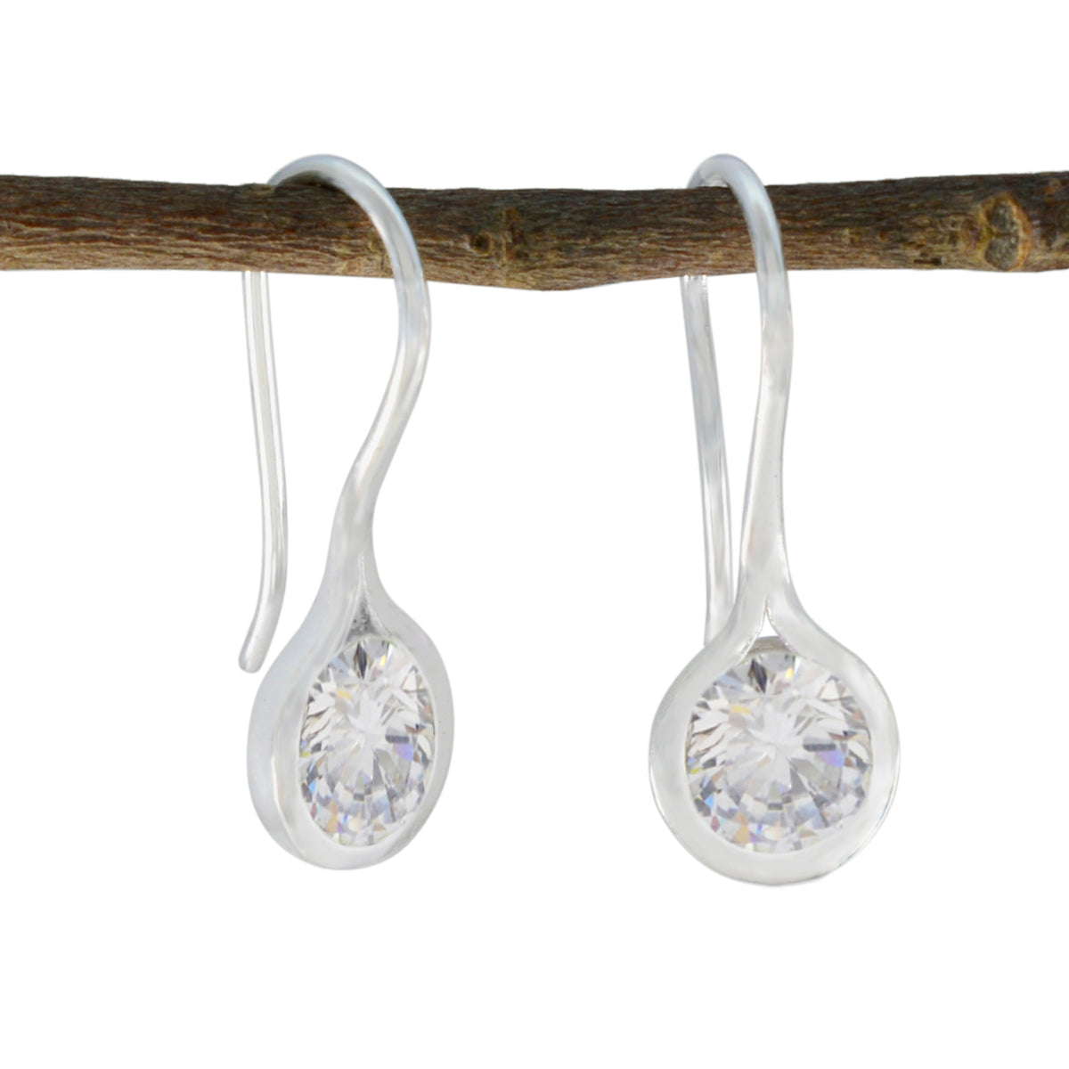 Violet White Elegant Solitaire Dangle Earring Cubic Zirconia White Dangle