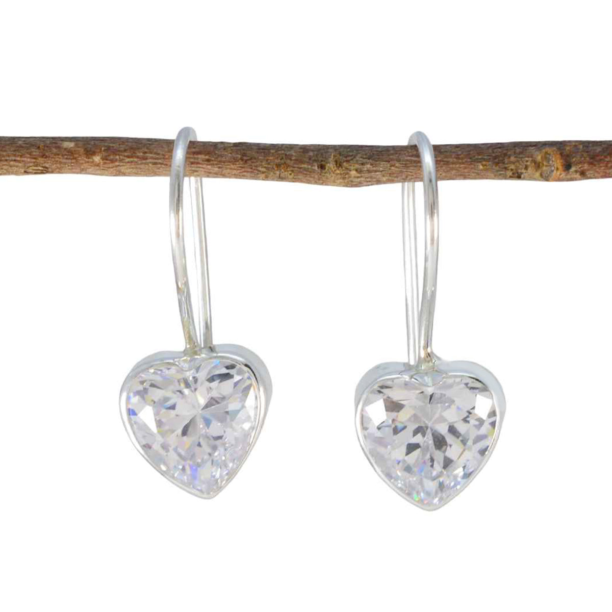 Greta White Featherlight Solitaire Dangle Earring Cubic Zirconia White Dangle