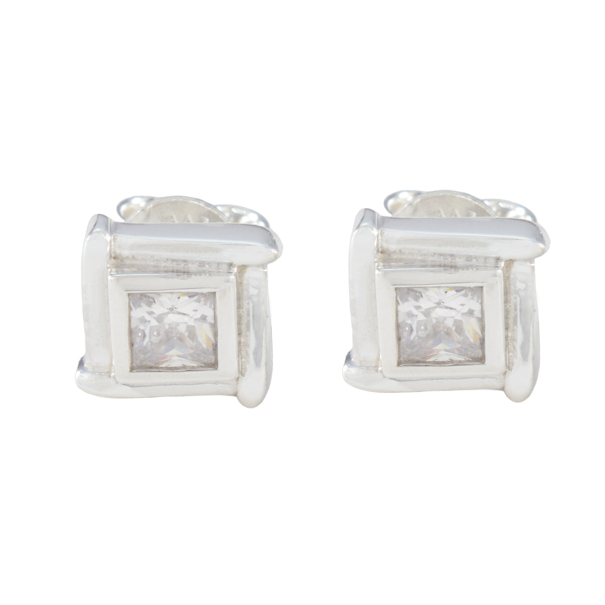 Bruna White Delicate Solitaire Stud Earring Cubic Zirconia White Stud
