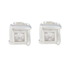 Bruna White Delicate Solitaire Stud Earring Cubic Zirconia White Stud