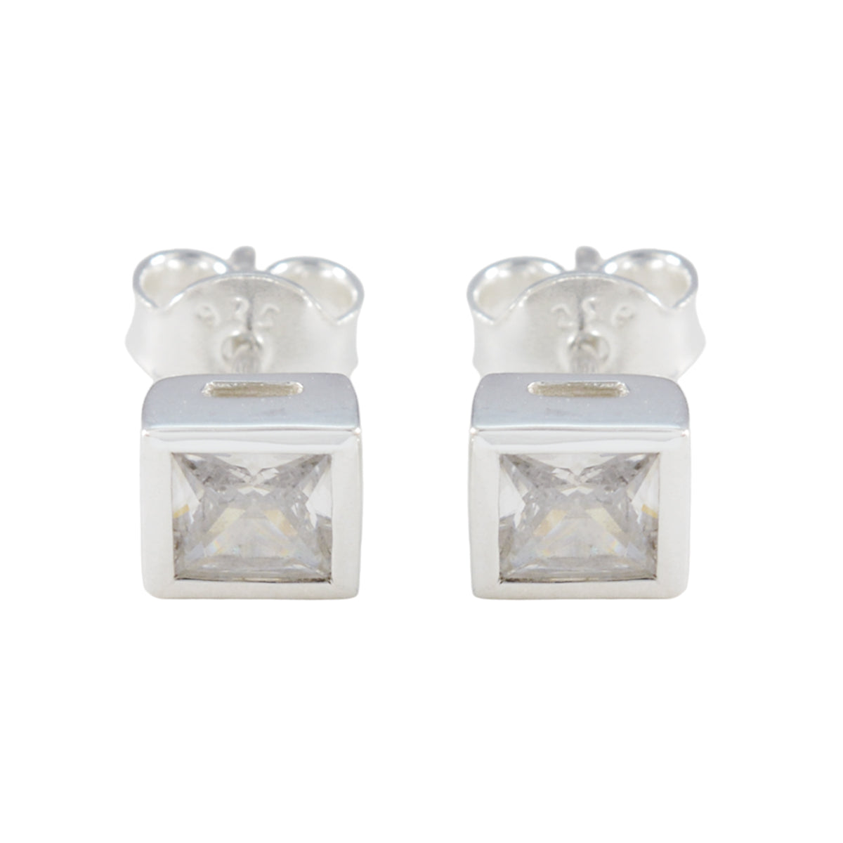 Camila White Elegant Solitaire Stud Earring Cubic Zirconia White Stud
