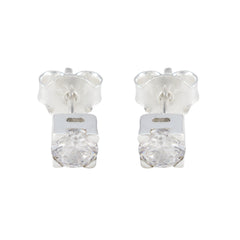 Carla White Elegant Solitaire Stud Earring Cubic Zirconia White Stud