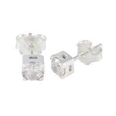Carla White Elegant Solitaire Stud Earring