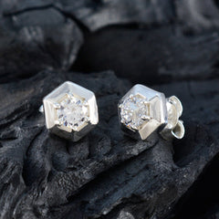 Cecilia White Delicate Solitaire Stud Earring