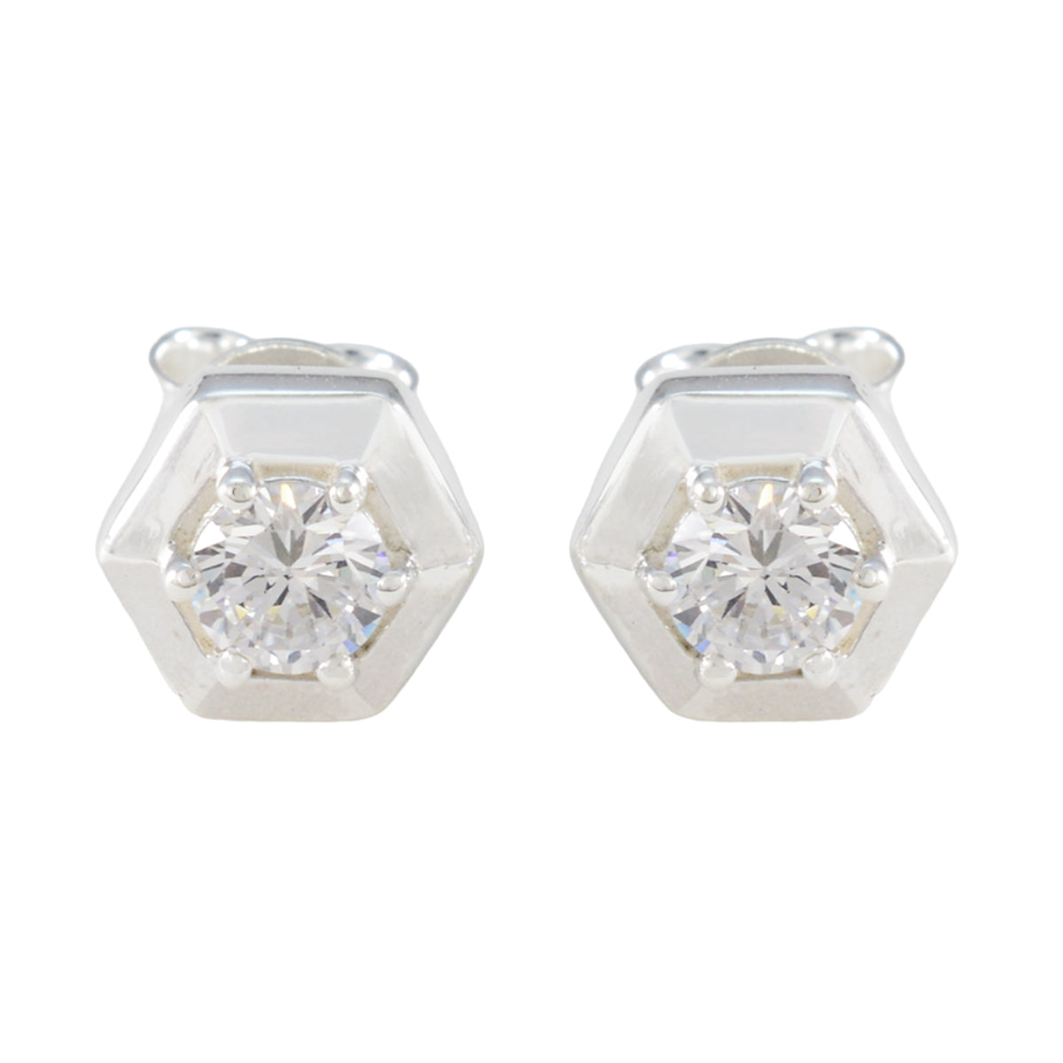 Cecilia White Delicate Solitaire Stud Earring Cubic Zirconia White Stud