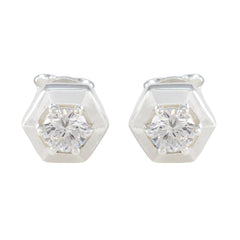 Cecilia White Delicate Solitaire Stud Earring Cubic Zirconia White Stud