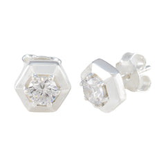 Cecilia White Delicate Solitaire Stud Earring