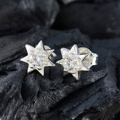 Clara White Elegant Solitaire Stud Earring