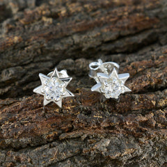 Clara White Elegant Solitaire Stud Earring