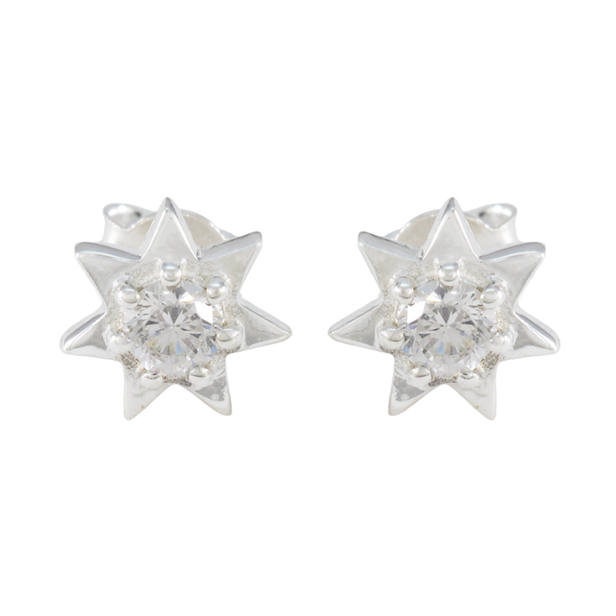 Clara White Elegant Solitaire Stud Earring Cubic Zirconia White Stud