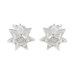 Clara White Elegant Solitaire Stud Earring Cubic Zirconia White Stud