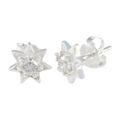 Clara White Elegant Solitaire Stud Earring