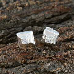 Constanza White Elegant Solitaire Stud Earring