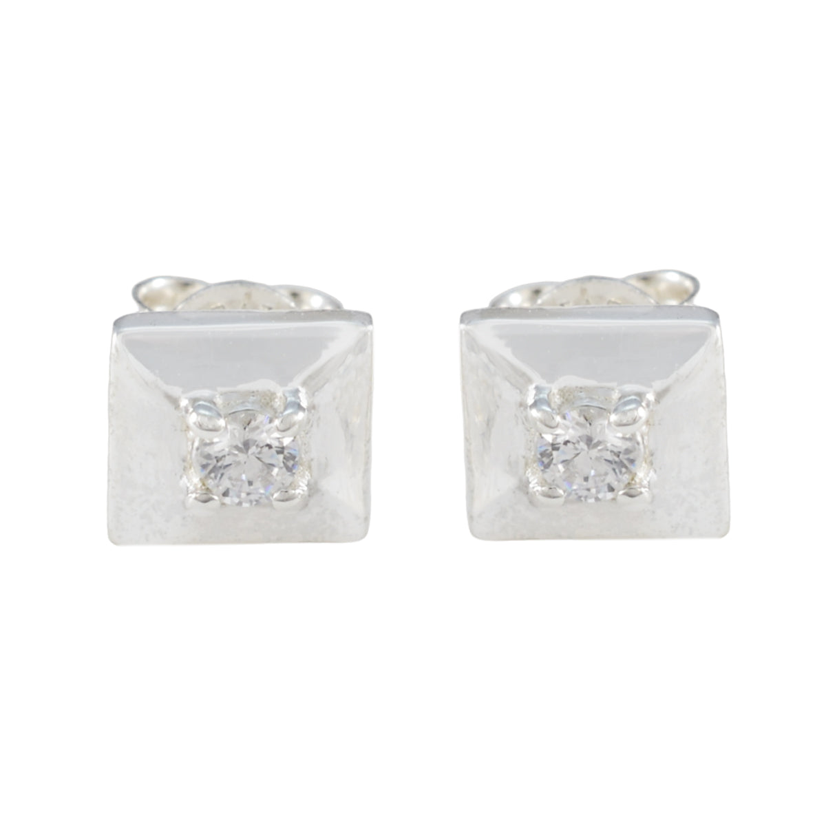 Constanza White Elegant Solitaire Stud Earring Cubic Zirconia White Stud