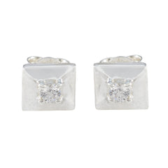 Constanza White Elegant Solitaire Stud Earring Cubic Zirconia White Stud