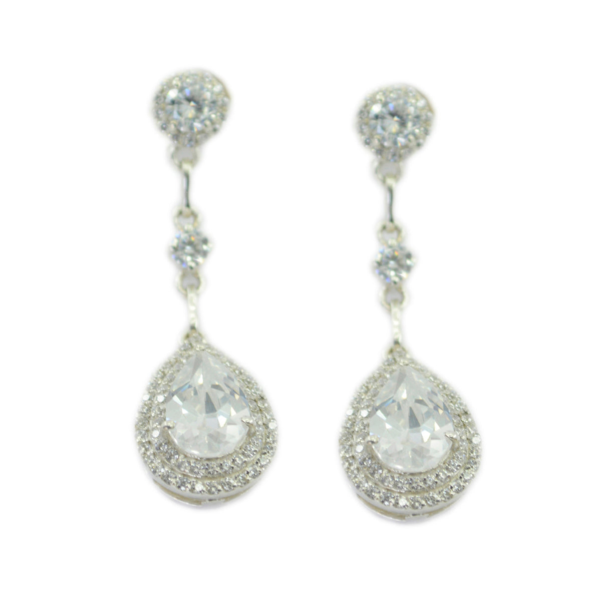Riya White Classic multiple Stud Earring Cubic Zirconia White Stud