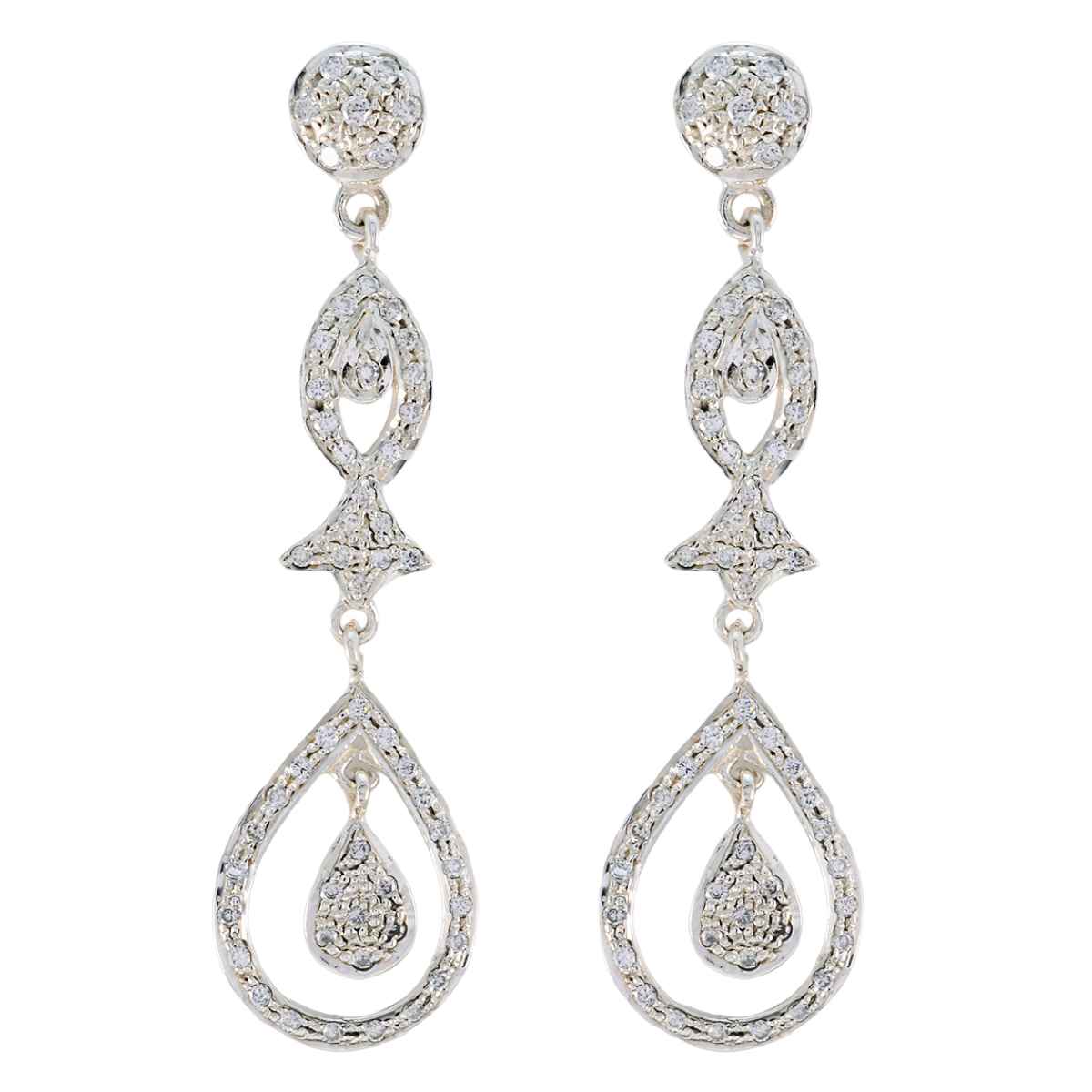 Dewi White Edgy multiple Stud Earring White CZ White Stud