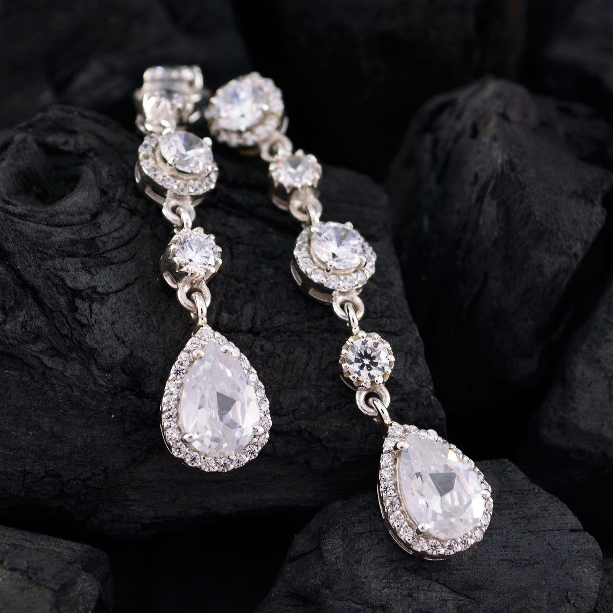 Siti White Edgy multiple Stud Earring