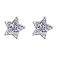 Hazel White Edgy multiple Stud Earring Cubic Zirconia White Stud