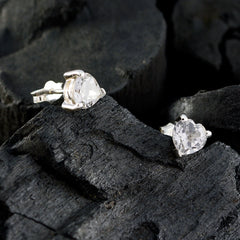 Ida White Minimalist Solitaire Stud Earring