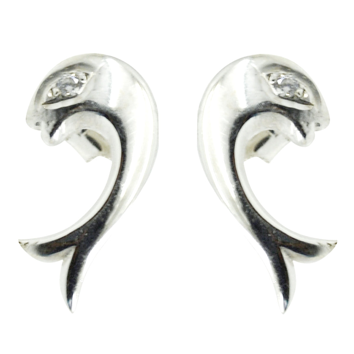 Inès White Elegant Solitaire Stud Earring Cubic Zirconia White Stud