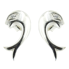 Inès White Elegant Solitaire Stud Earring Cubic Zirconia White Stud