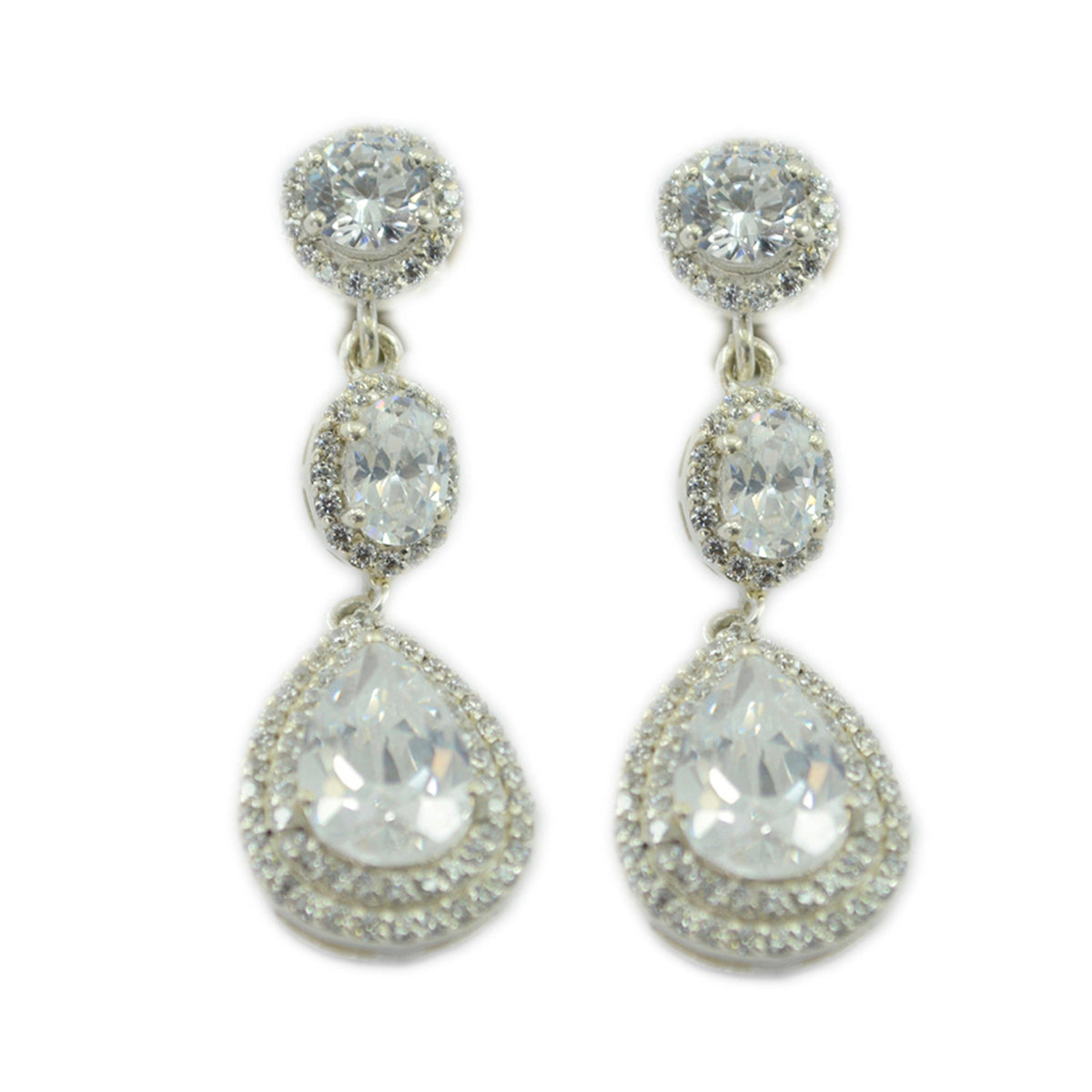 Aisha White Edgy multiple Stud Earring White CZ White Stud