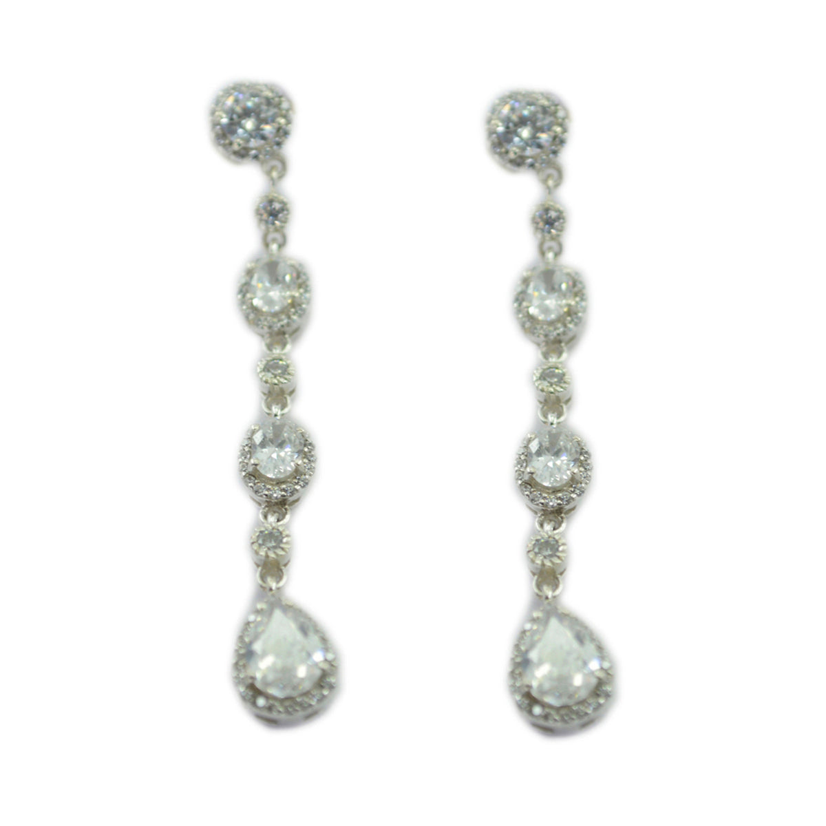 Putri White Edgy multiple Stud Earring Cubic Zirconia White Stud