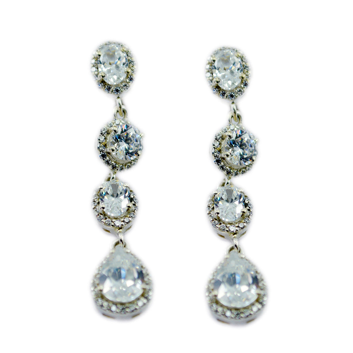 Zara White Edgy multiple Stud Earring Cubic Zirconia White Stud