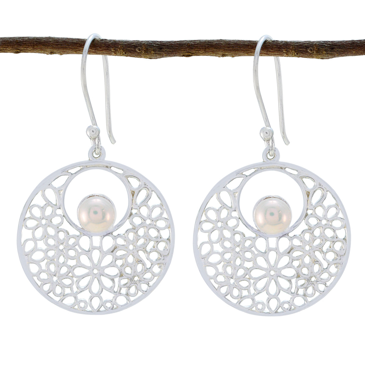 Layla White Mid weight Solitaire Dangle Earring Pearl White Dangle