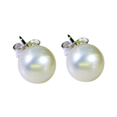 Xiu White Delicate Solitaire Stud Earring Pearl White Stud