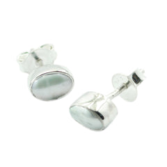 Leah White Elegant Solitaire Stud Earring Pearl White Stud