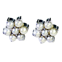Laura White Delicate multiple Stud Earring Pearl White Stud