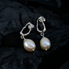 Greta White Slim Solitaire Dangle Earring