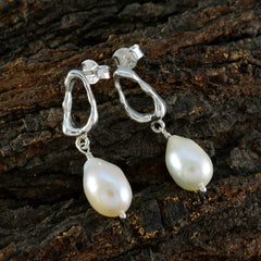 Greta White Slim Solitaire Dangle Earring