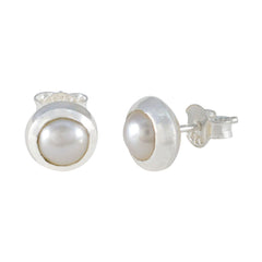 Eva White Delicate Solitaire Stud Earring