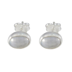 Rina White Delicate Solitaire Stud Earring Pearl White Stud