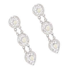 Isabella White Edgy Trilogy Stud Earring