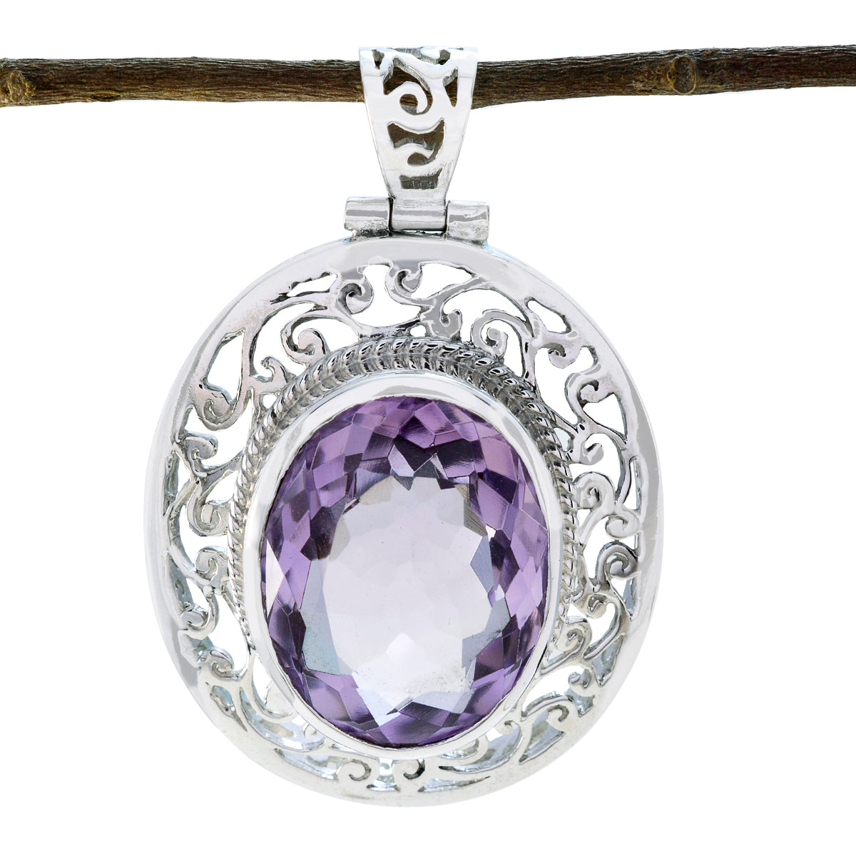 Nova Purple Geometric Chunky Pendant Amethyst Purple Purple