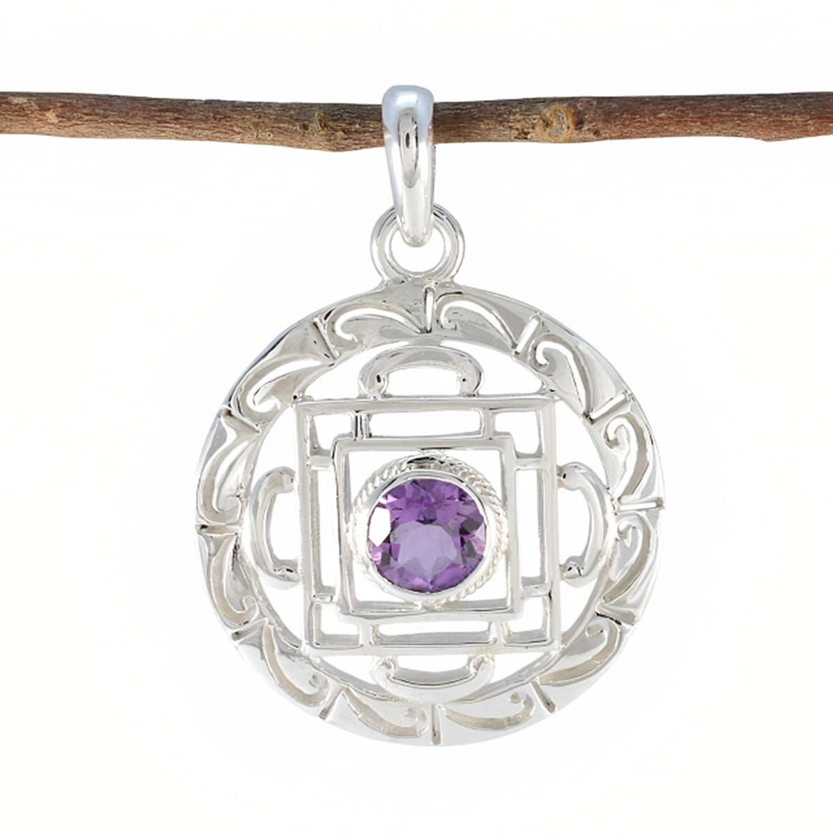 Isadora Purple Geometric Essential Pendant Amethyst Purple Purple