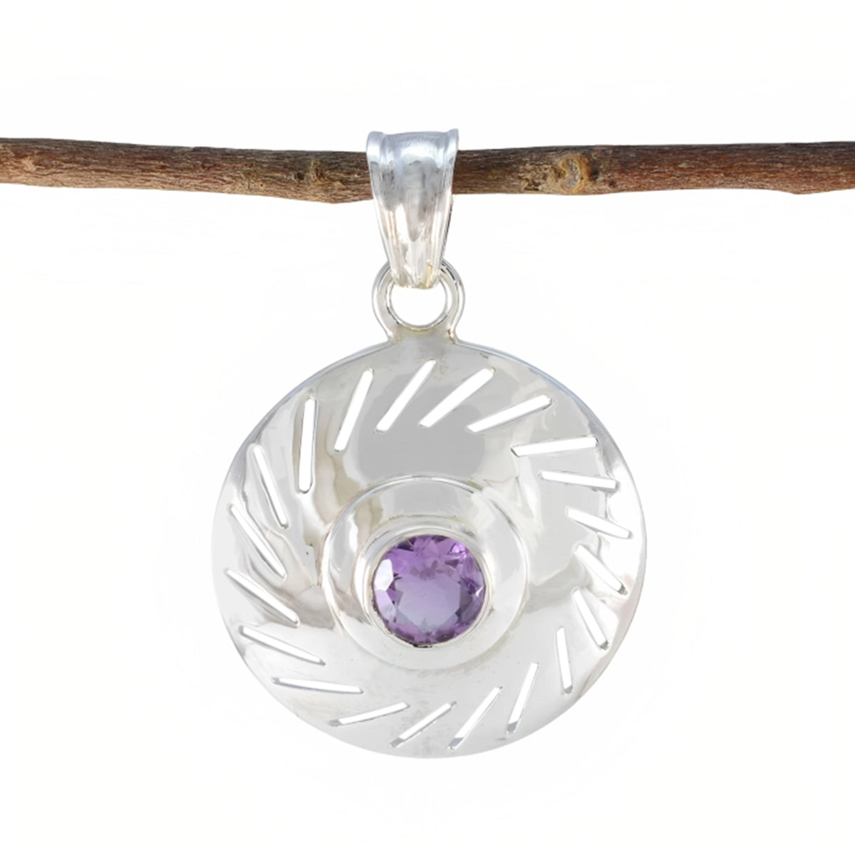 Ava Purple Art-Deco Tiny Pendant Amethyst Purple Purple