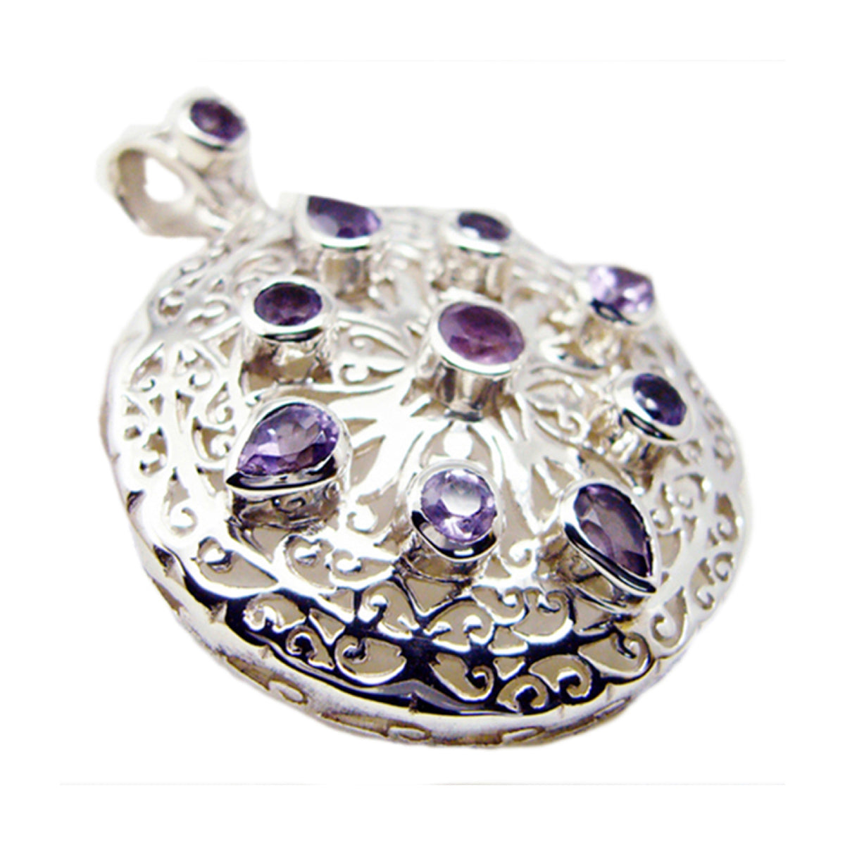 Josephine Purple Geometric Statement Pendant Amethyst Purple Purple