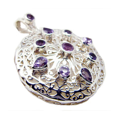 Josephine Purple Geometric Statement Pendant Amethyst Purple Purple