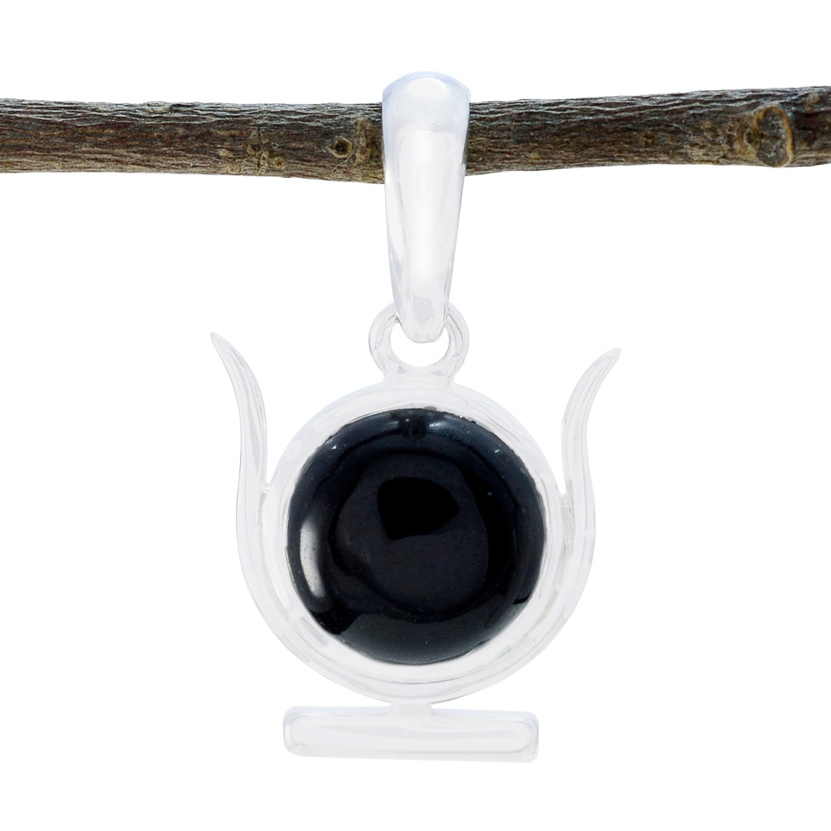 Julia Black Feminine Delicate Pendant Black Onyx Black Black