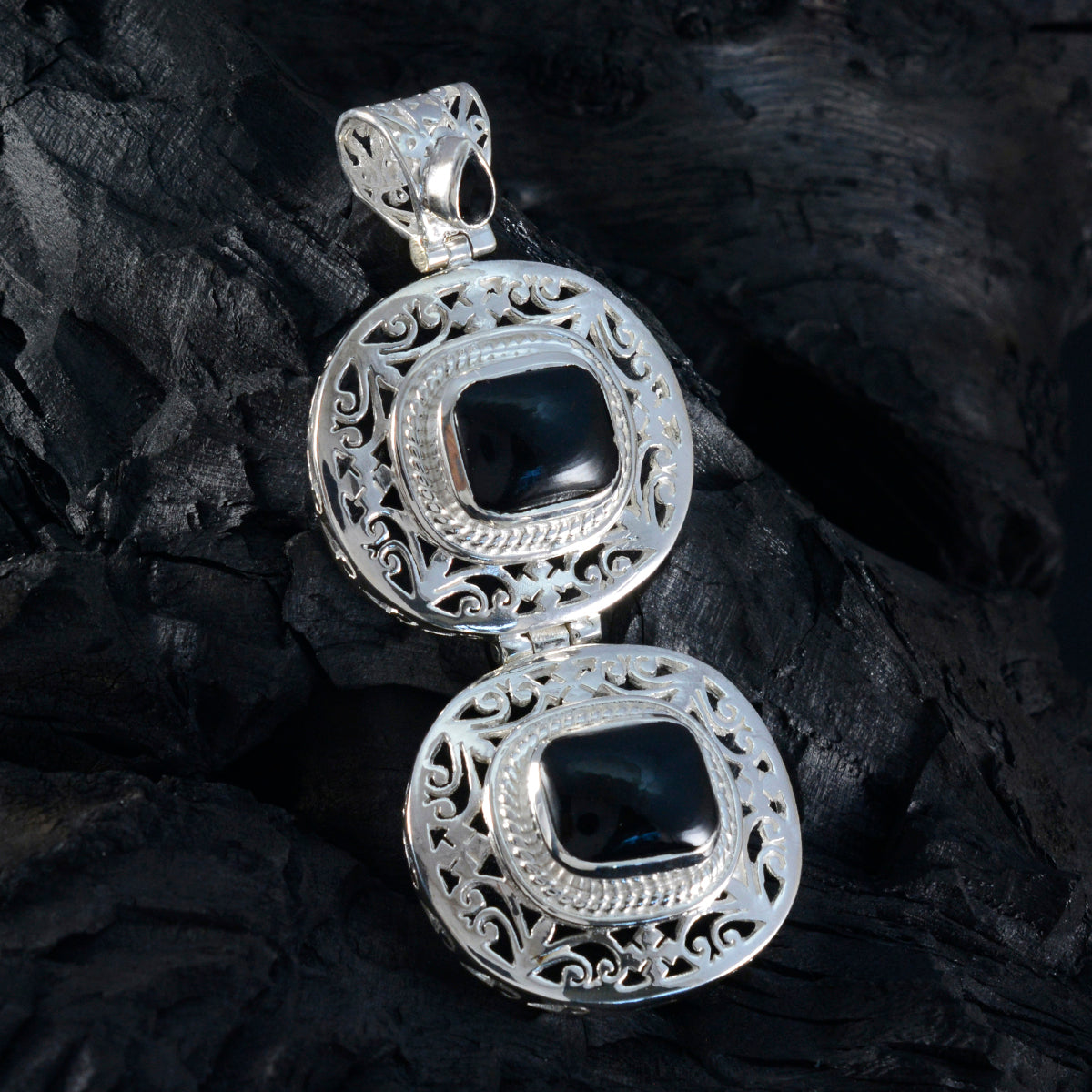 Skylar Black Victorian Statement Pendant