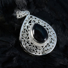 Aisha Black Retro Statement Pendant Black Onyx Black Black