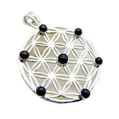 Kennedy Black Retro Statement Pendant Black Onyx Black Black